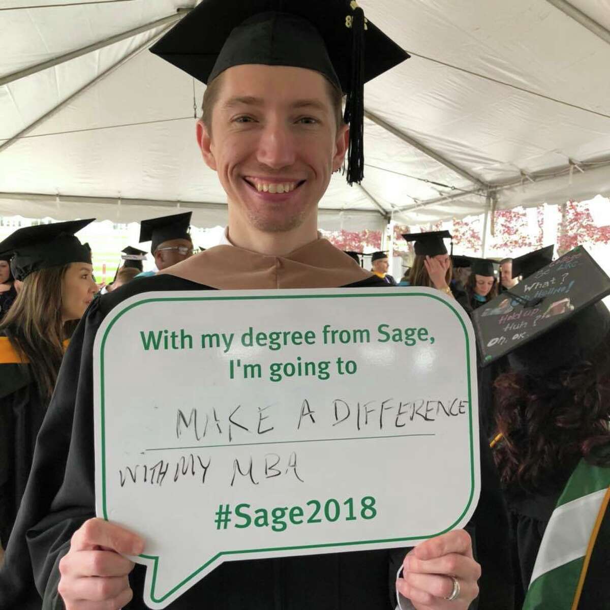 Graduates from the Sage Colleges and their families celebrate at the 101st annual commencement on Saturday, May 12, 2018. (Photos provided)