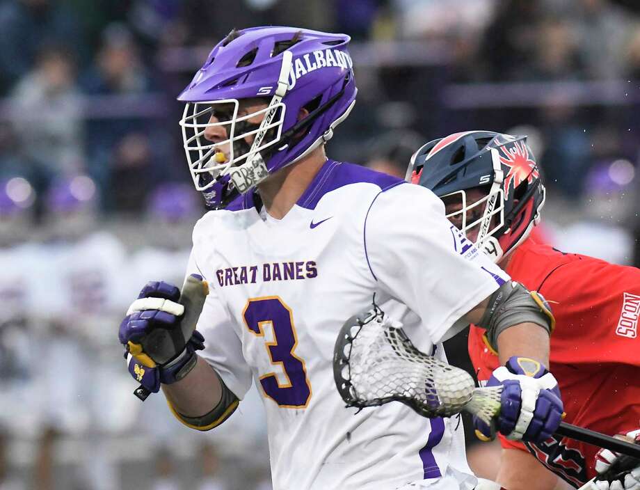 UAlbany's TD Ierlan (3) runs with the ball against Richmond during a NCAA Tournament first-round Division I lacrosse game Saturday, May 12, 2018, in Albany, N.Y. Photo: Hans Pennink, Times Union / Hans Pennink
