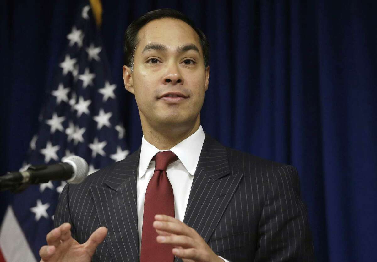 In this Aug. 31, 2016 file photo, then-U.S. Department of Housing and Urban Development Secretary Julián Castro speaks during a news conference in Providence, Rhode Island.