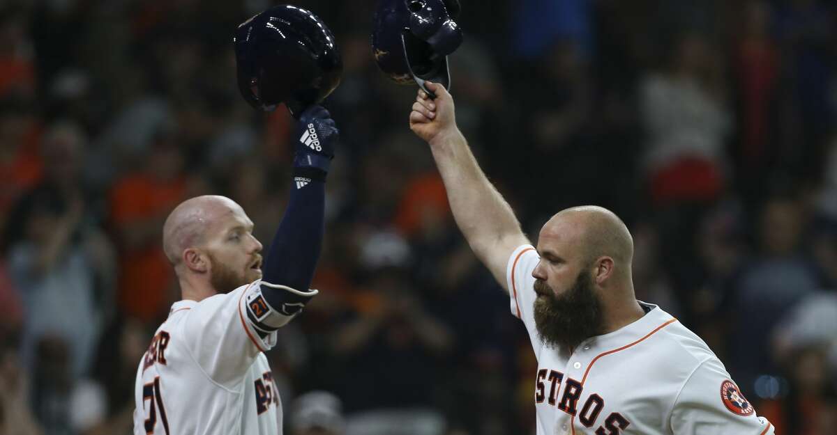 News Photo : Evan Gattis of the Houston Astros celebrates