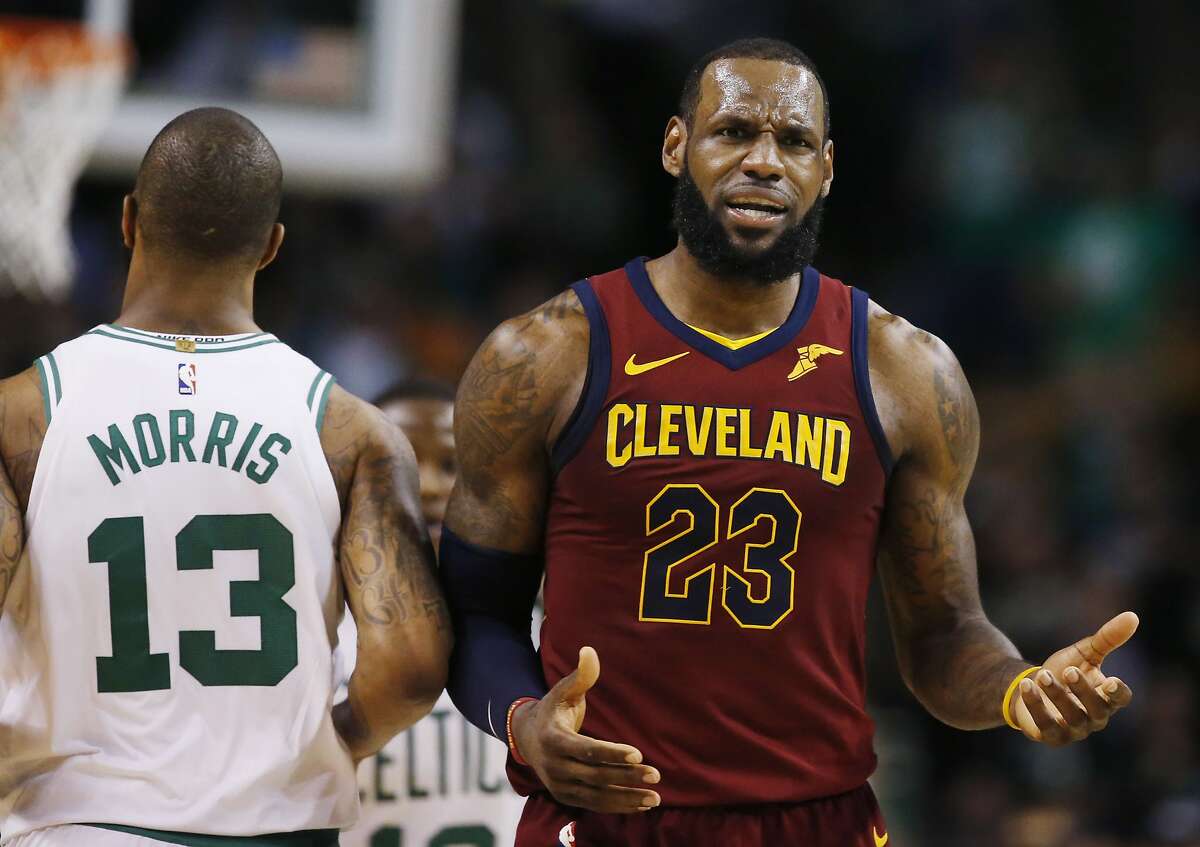Eastern player LeBron James of the Cleveland Cavaliers, left, and