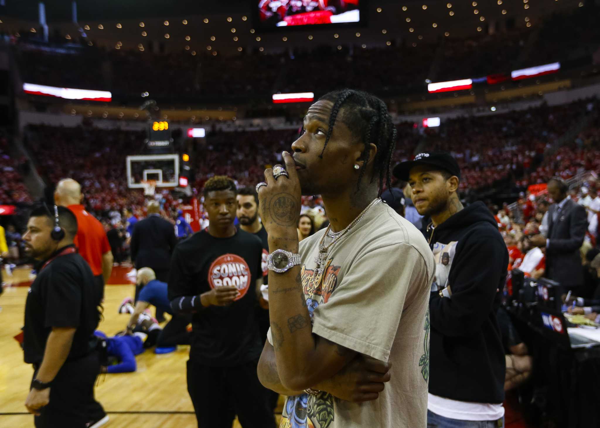 In rare public appearance, Travis Scott seen courtside at Houston Rockets  game Sunday