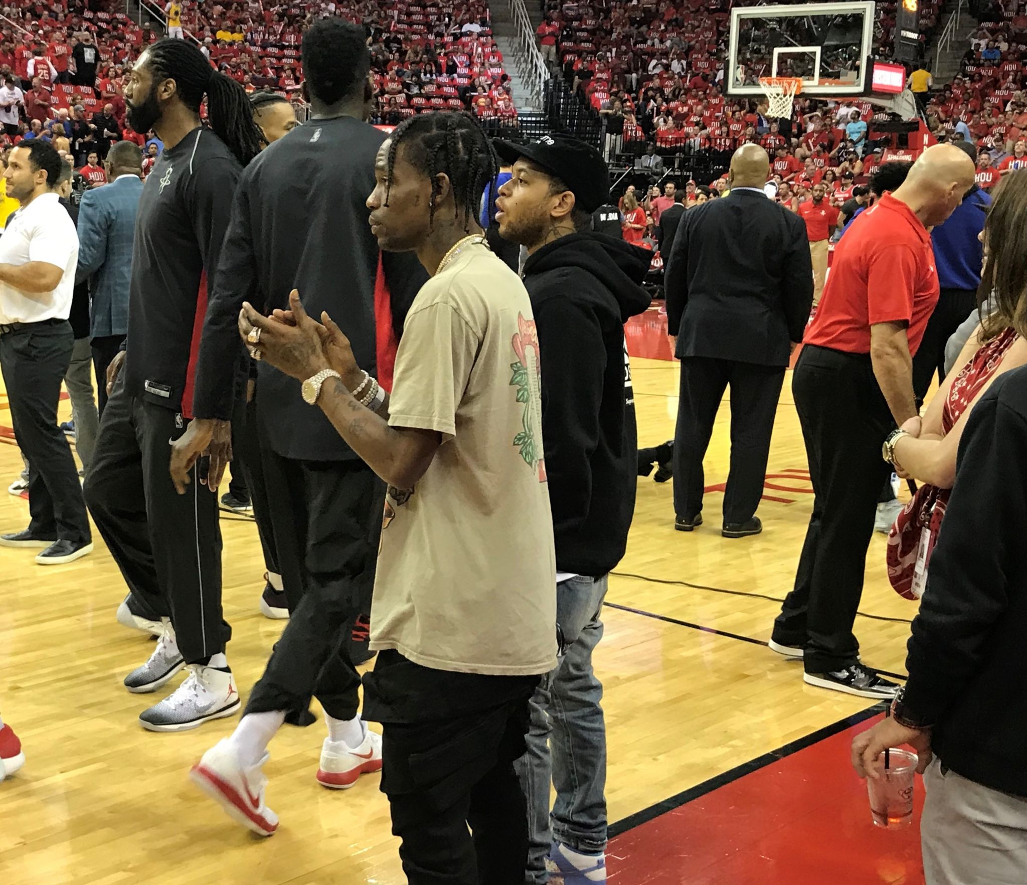 Travis Scott on the field for Texans-Colts playoff game