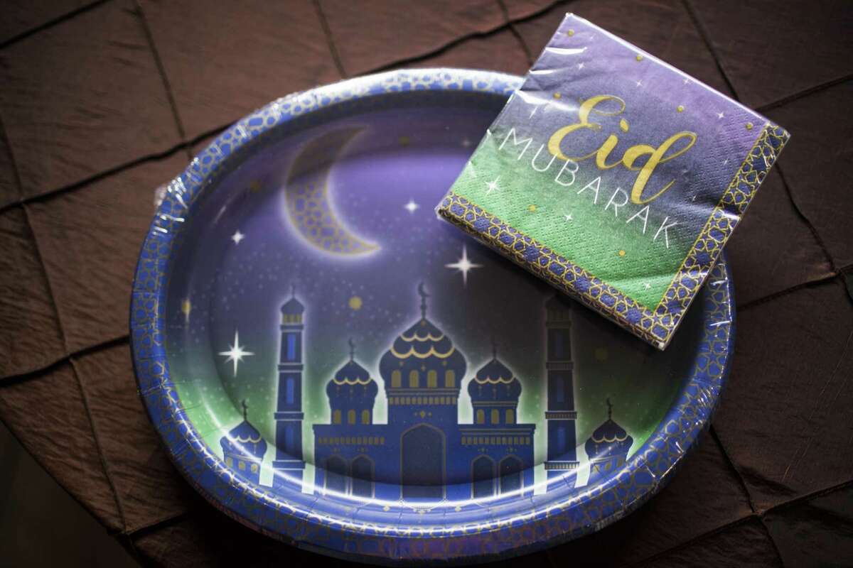 Eid decorative plates sold at Party City, purchased by Asma Malik. Thursday, May 10, 2018, in Houston.