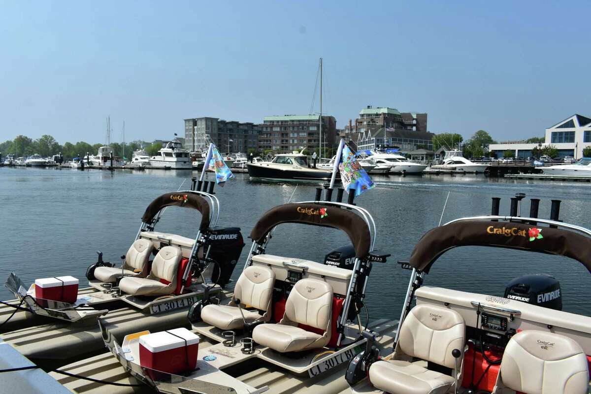 Captain John's Tiki Tours launched Monday, May 15, 2018, at Harbor Point in Stamford, Conn., offering excursions on floating tiki bars and "tiki kat" boat rentals, pictured.