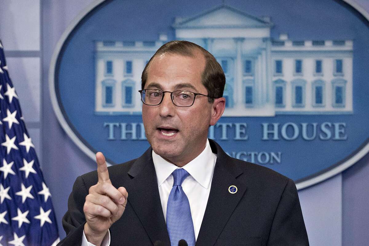 Alex Azar, secretary of Health and Human Services (HHS), speaks during a press briefing at the White House after an event on lowering drug prices with U.S. President Donald Trump, not pictured, in Washington, D.C., U.S., on Friday, May 11, 2018. Trump is proposing a sweeping effort to bring down U.S. drug prices in a long-awaited plan meant to fulfill a promise he has been pushing since his bid for the White House. Photographer: Andrew Harrer/Bloomberg