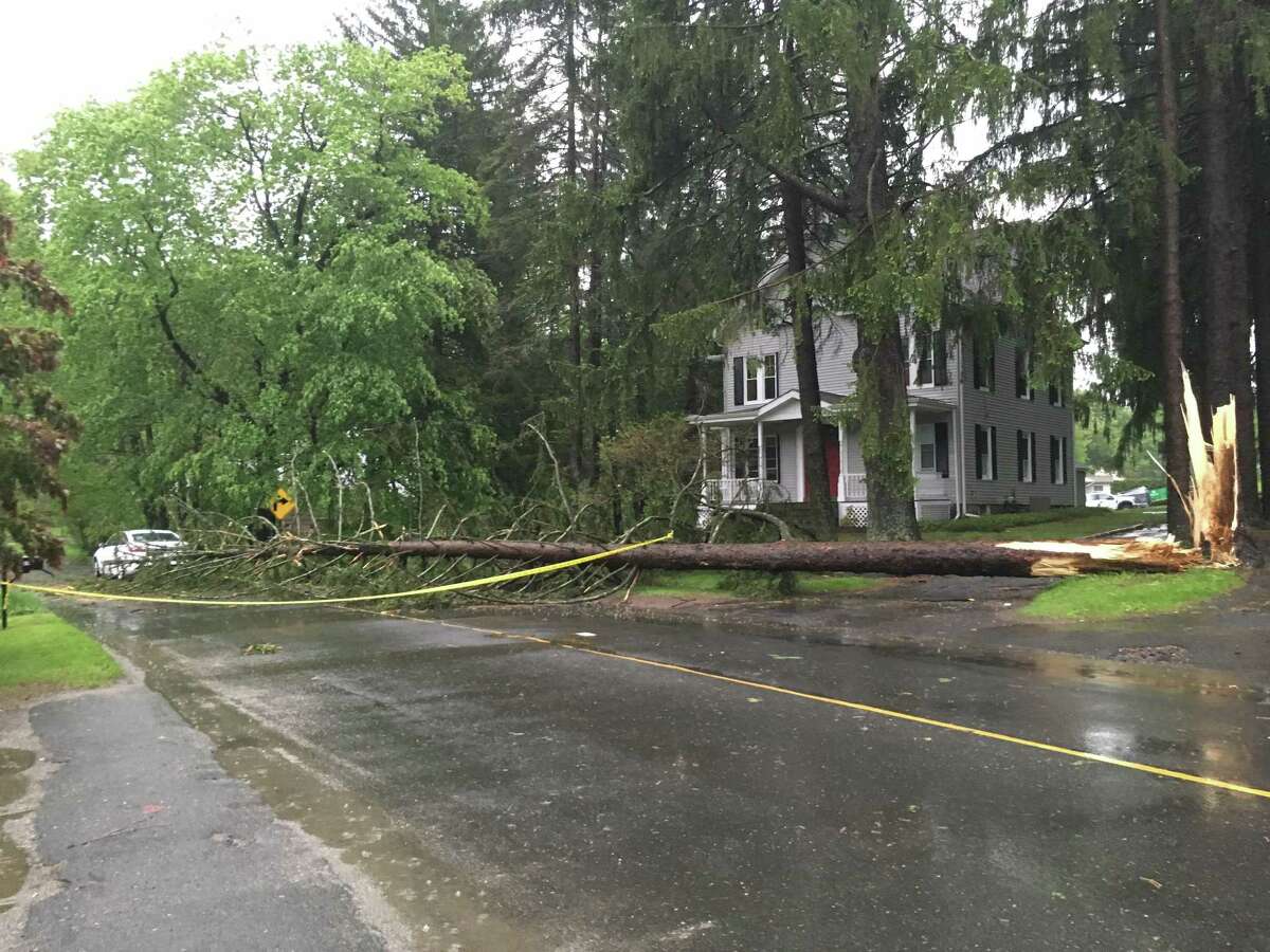 A tree came down on Wooster Street in Bethel during a possible tornado in the Danbury are on Tuesday, May 15, 2018.