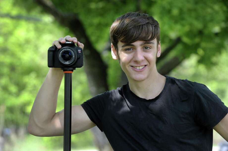 Lorenzo Leite, a 16-year-old Bethel resident, will have his short films shown at the weekly Bethel film festival. Photo Tuesday, May 15, 2018. Photo: Carol Kaliff / Hearst Connecticut Media / The News-Times