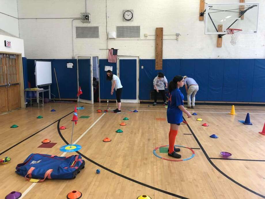 Students at Catskill Middle School participate in the Playground Golf Foundation instruction. (Photo courtesy Lucas Cohen)