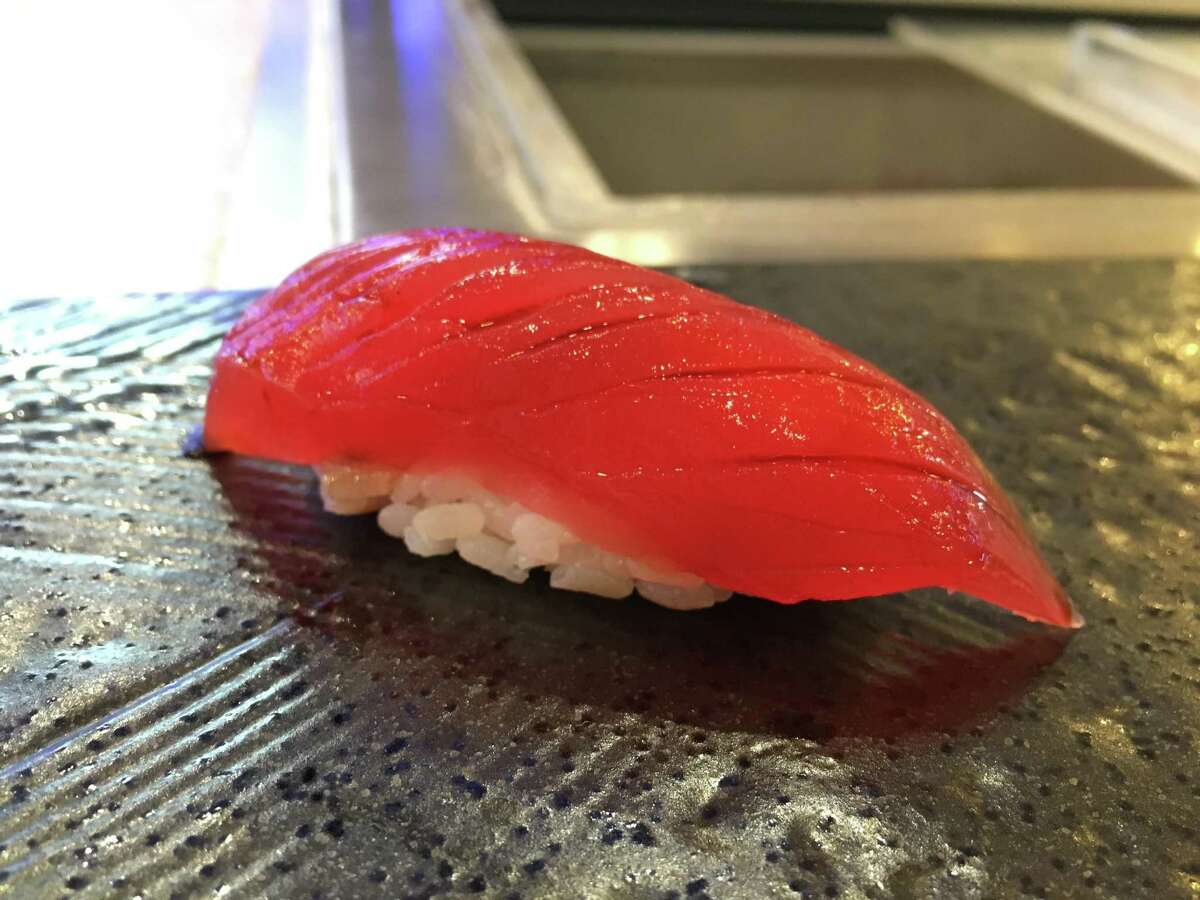Cured tuna nigiri at Tobiuo Sushi & Bar