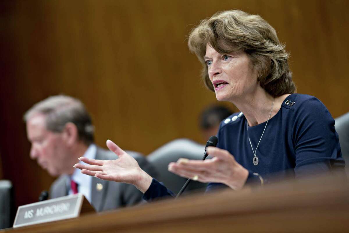 Senator Lisa Murkowski, a Republican from Alaska and chairman of the Senate Appropriations Subcommittee on the Interior and Environment, questions Scott Pruitt, administrator of the Environmental Protection Agency (EPA), not pictured, during a hearing in Washington, D.C., U.S., on Wednesday, May 16, 2018. Pruitt faced intense criticism in his first Senate testimony since a crush of ethical allegations that have put his job in jeopardy.