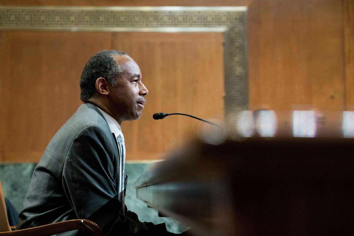 Housing and Urban Development Secretary Ben Carson testifies at a Senate Appropriations subcommittee hearing on Capitol Hill on April 18. Carson is backing a measure that will substantially increase rents for those in federally subsidized housing.