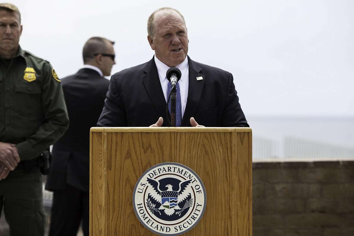 Tom Homan, deputy director of U.S. Immigration & Customs Enforcement (ICE), speaks during a press conference with Jeff Sessions, U.S. attorney general, not pictured, regarding immigration policy in San Diego, California, U.S., on Monday, May 7, 2018. President Donald Trump renewed a threat to close down the federal government when current funding runs out in September if immigration reforms and funding for a wall on the U.S. border with Mexico aren't forthcoming. Photographer: Ariana Drehsler/Bloomberg