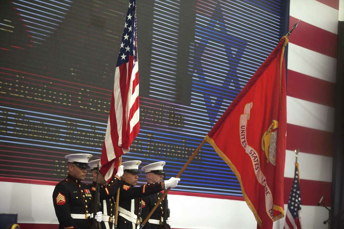 U.S. Marines stand during the opening of the U.S. embassy in Jerusalem on May 14, 2018 in Jerusalem, Israel.