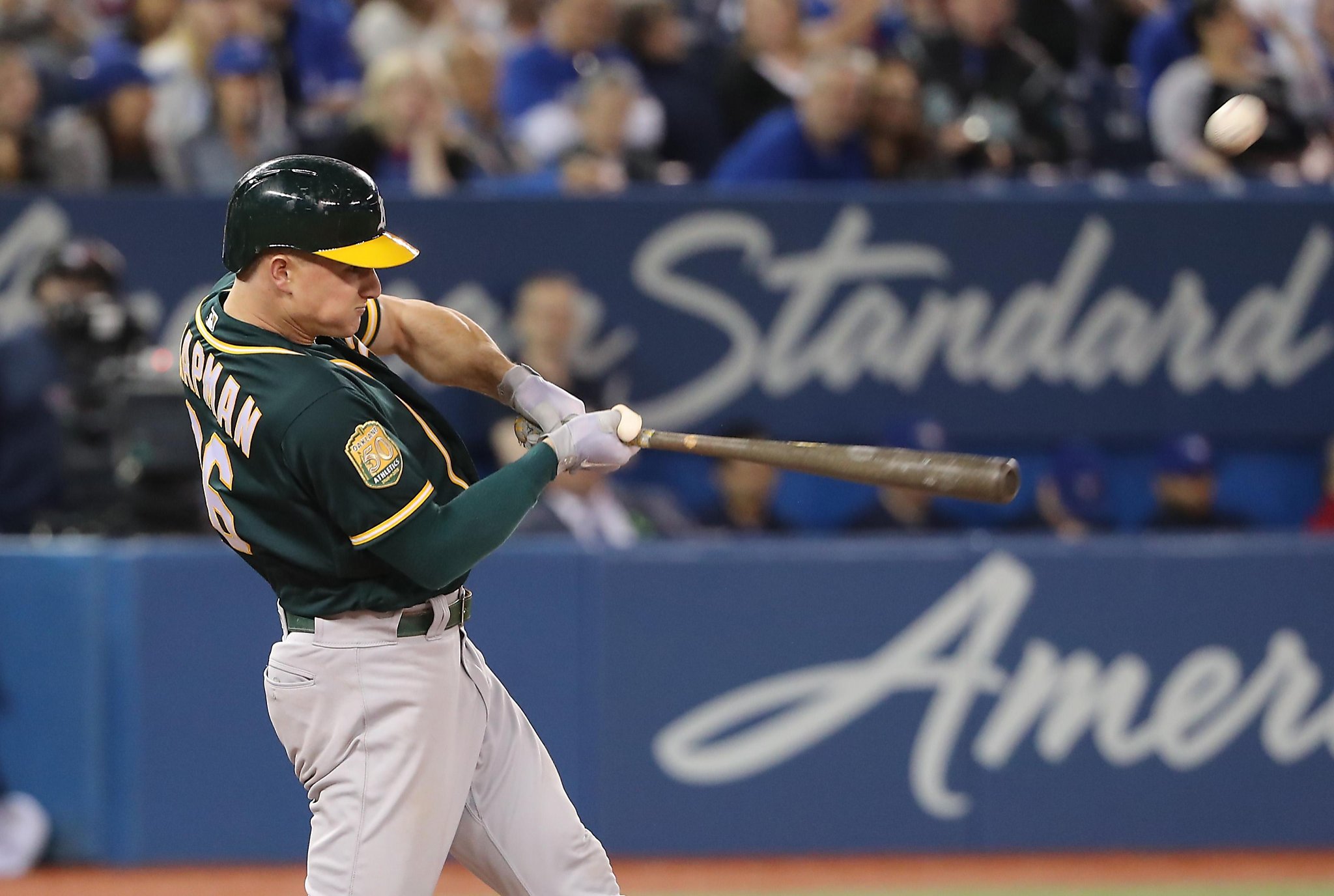 Matt Chapman of the Oakland Athletics bats against the San Francisco