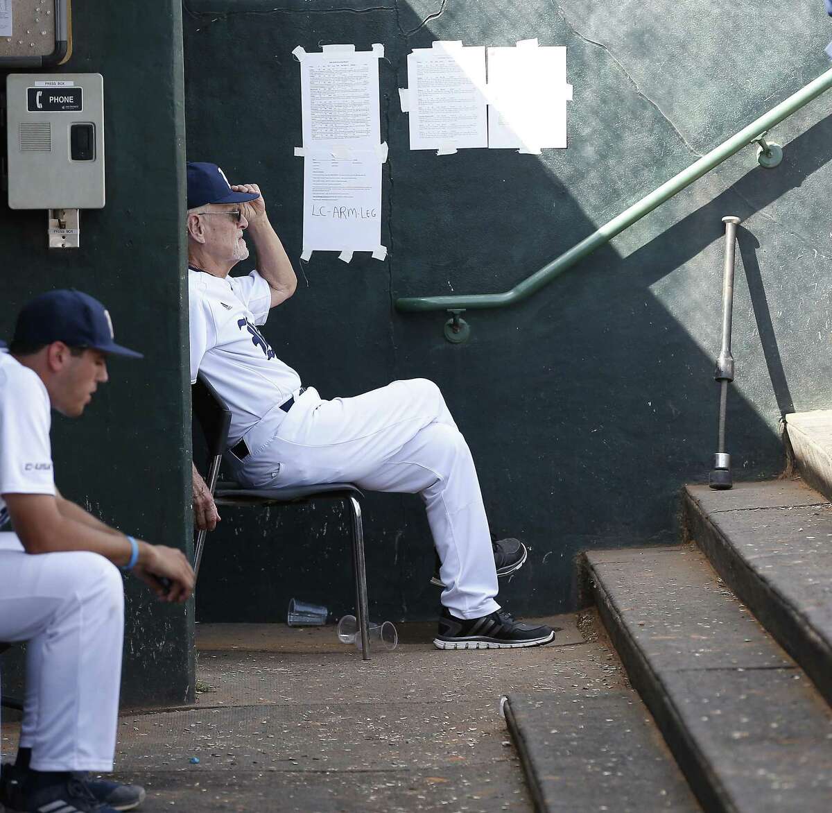Rice coach Wayne Graham watches the action from his chair during his last home game at Reckling Park Sunday, May 13, 2018, in Houston. ( Steve Gonzales / Houston Chronicle )