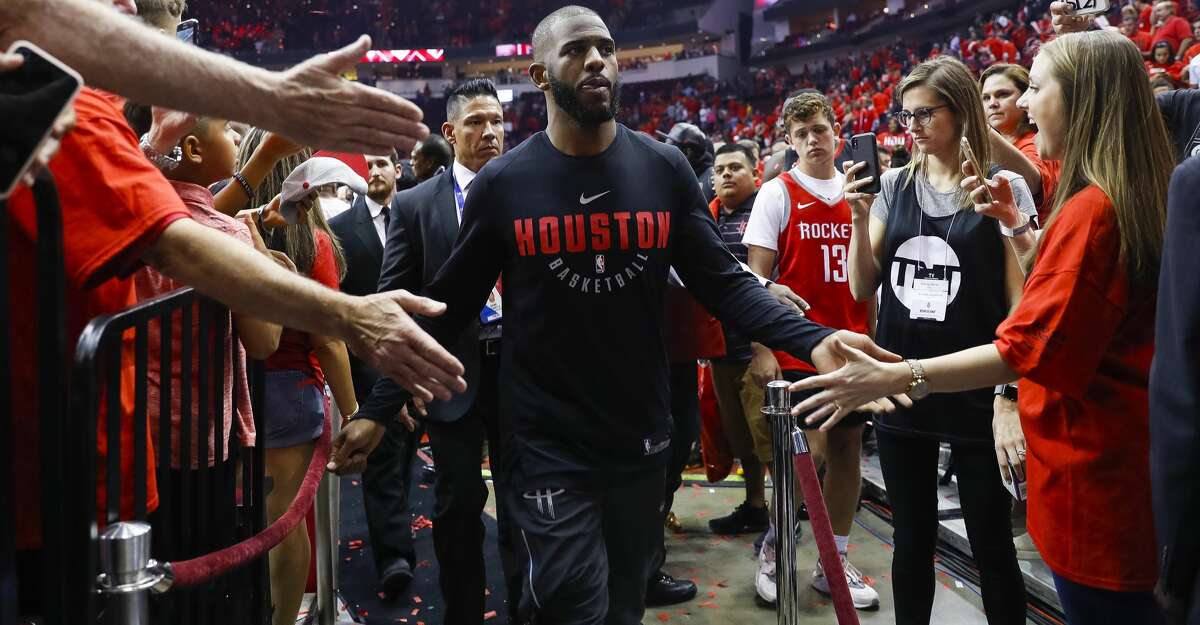 Houston Rockets guard Chris Paul (3) leaves the court after winning Game 2 of the Western Conference Finals at the Toyota Center, Wednesday, May 16, 2018, in Houston. ( Michael Ciaglo / Houston Chronicle )