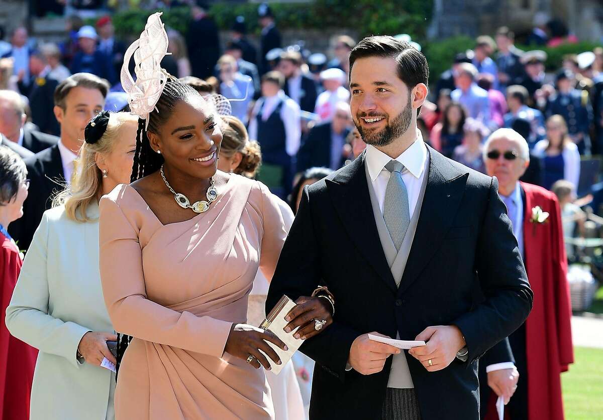 US tennis player Serena Williams and her husband Alexis Ohanian arrive for the wedding ceremony of Britain's Prince Harry, Duke of Sussex and US actress Meghan Markle at St George's Chapel, Windsor Castle, in Windsor, on May 19, 2018. / AFP PHOTO / POOL / Ian WestIAN WEST/AFP/Getty Images