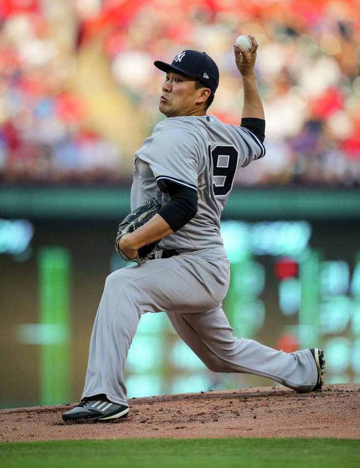 New York Yankees starting pitcher Masahiro Tanaka delivers against the Texas Rangers in the first inning of a baseball game Monday, May 21, 2018, in Arlington, Texas. (AP Photo/Richard W. Rodriguez) Photo: Richard W. Rodriguez / FR170526 AP