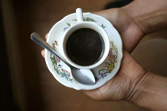 The first cup of coffee served at Ethiopian Cafe Anfil is referred to as abol on Thursday, May 17, 2018 in Oakland, Calif.