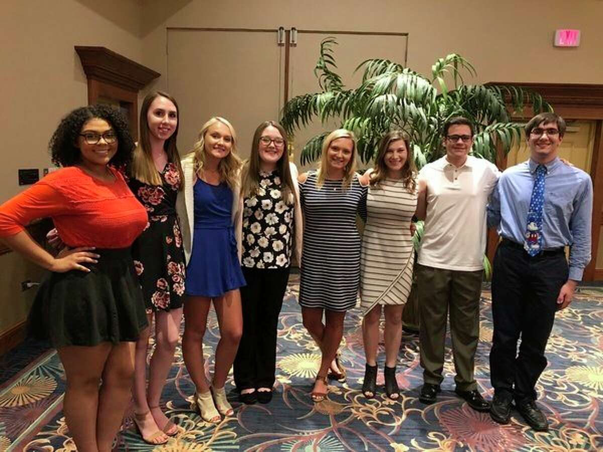 From left, Madison Murray, Alyssa Bailey, Sydney Laplow, Chelsie Jensen, Riley Hopkins, Haley Maynard, Cody Hollingshead and Jacob Mayer. Not pictured: Erin Haskell.