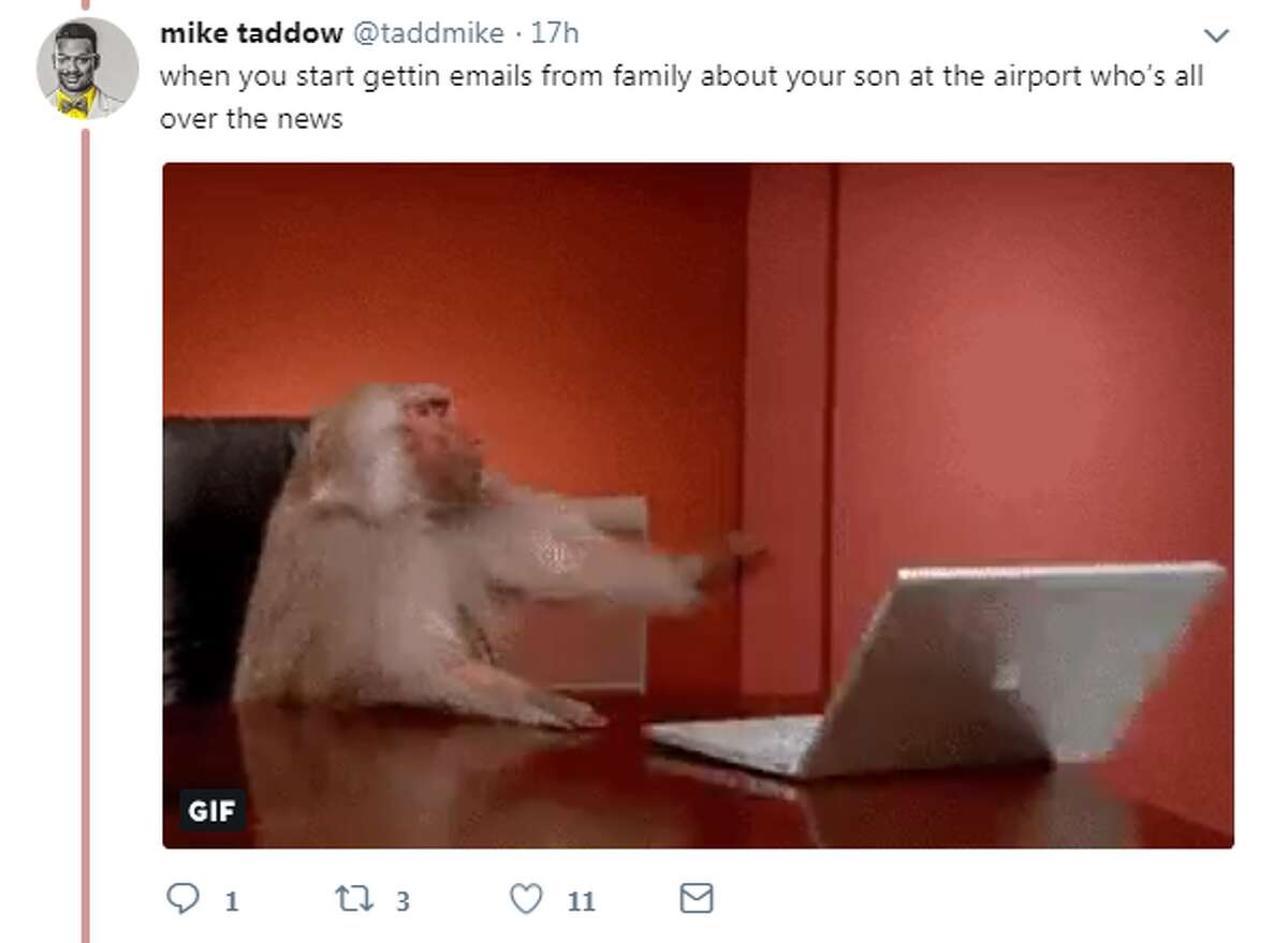 Twitter uses enjoyed cracking jokes after Dawkins, a Rhesus macaque, escaped his crate at the San Antonio International Airport on Monday, May 21, 2018.