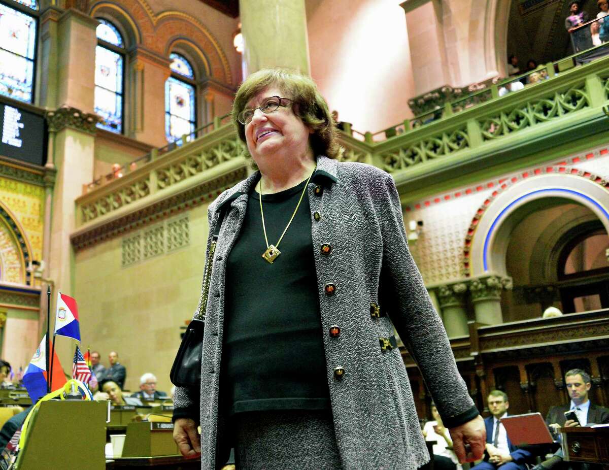 Barbara Underwood enters the Assembly Chamber to be appointed attorney general to fill remainder of Eric Schneiderman's term during a joint legislative session Tuesday May 22, 2018 in Albany, NY. (John Carl D'Annibale/Times Union)