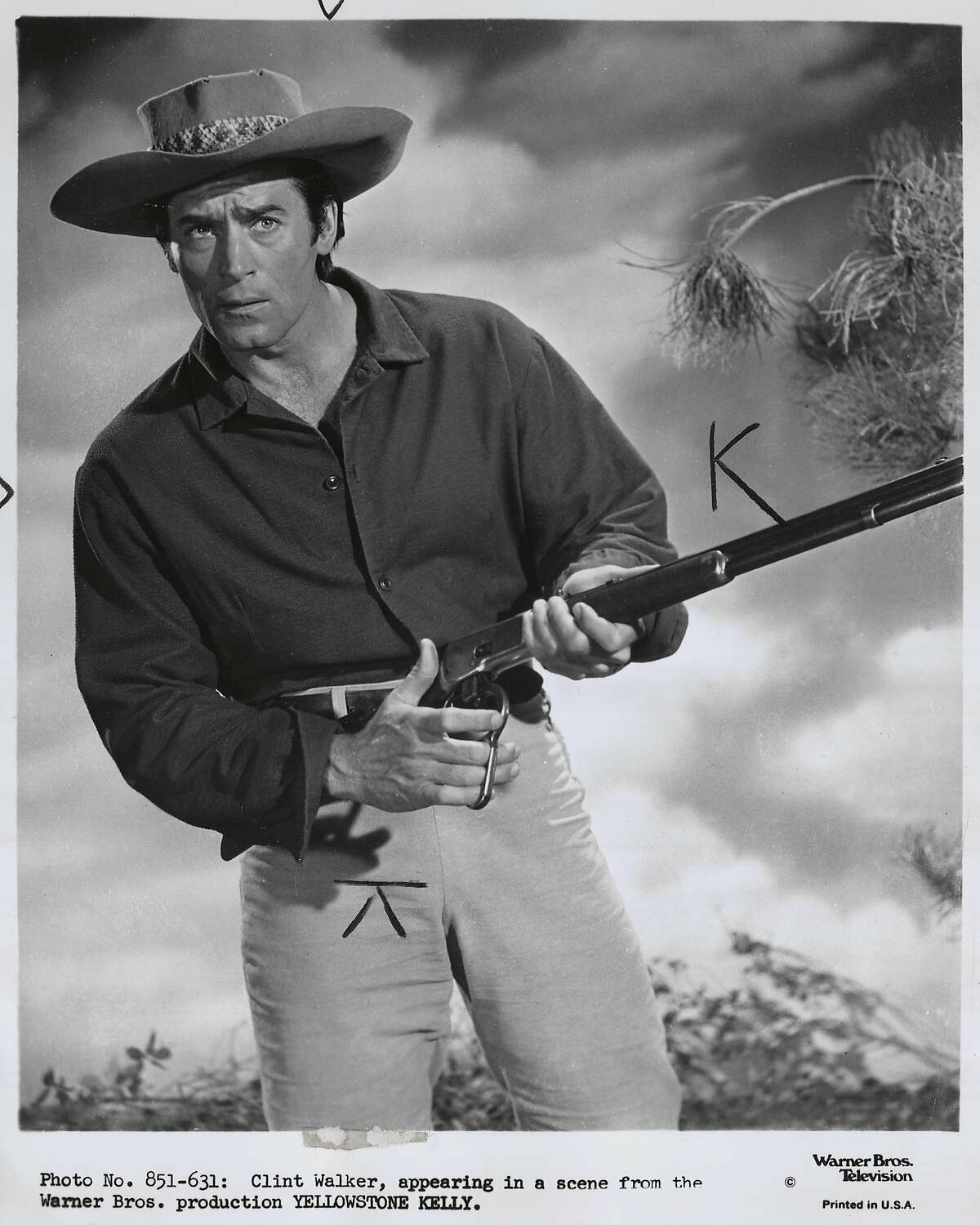 Clint Walker in "Yellowstone Kelly."Clint Walker in "Cheyenne" TV show.