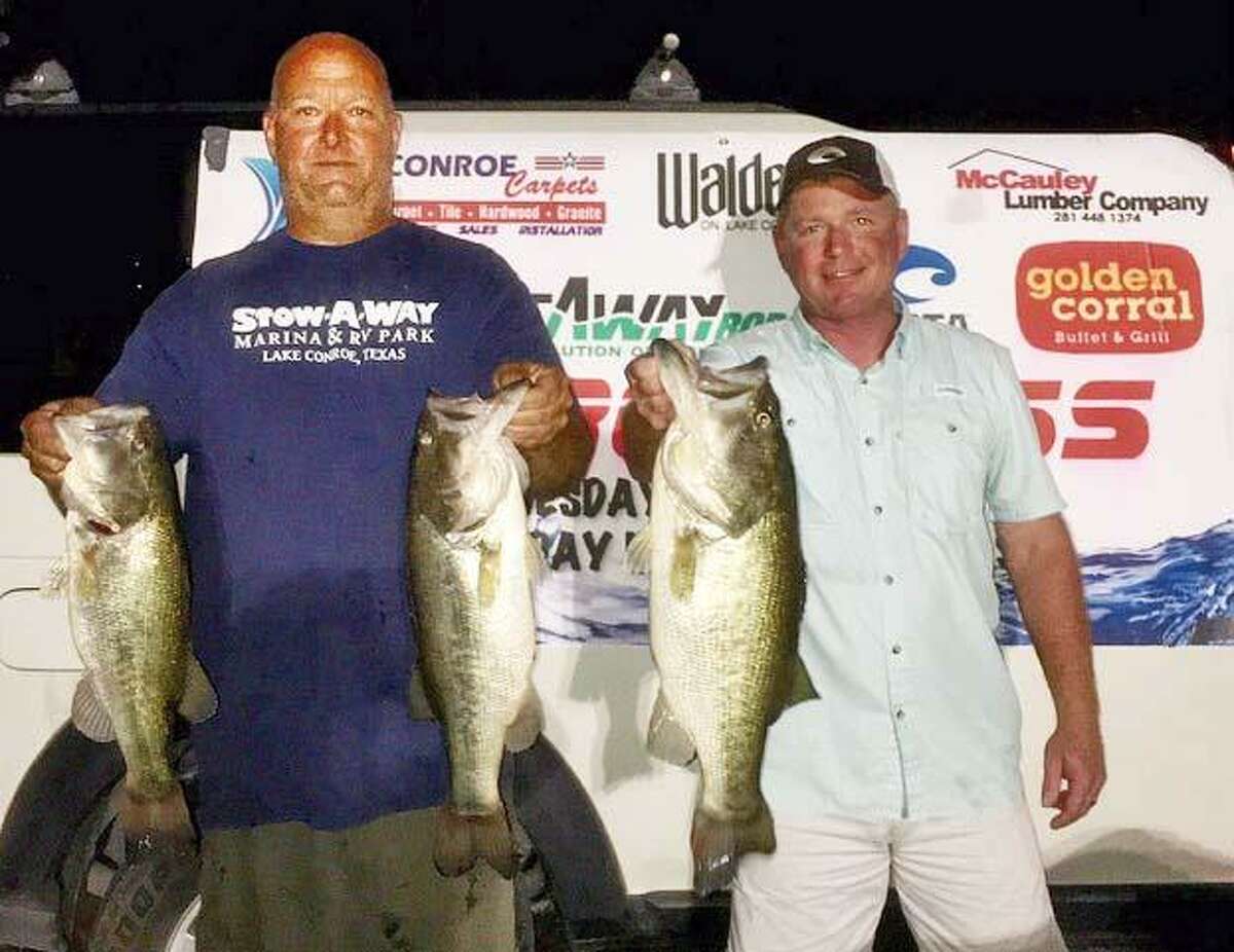 Vince Anderson and Rusty Lawson tied for third place in the CONROEBASS Tuesday Tournament with a stringer total weight of 17.45 pounds.