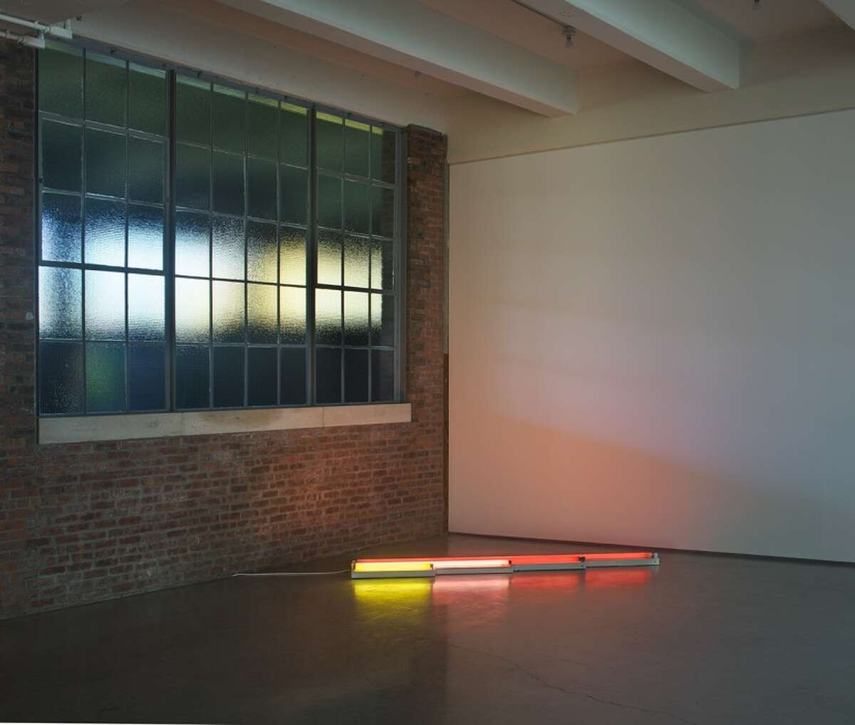 Dia. Dan Flavin, gold, pink, and red, red, 1964. c. Stephen Flavin/Artists Rights Society (ARS), New York.