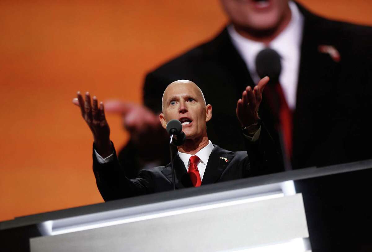 Rick Scott, governor of Florida, speaks during the Republican National Convention in Cleveland, Ohio.