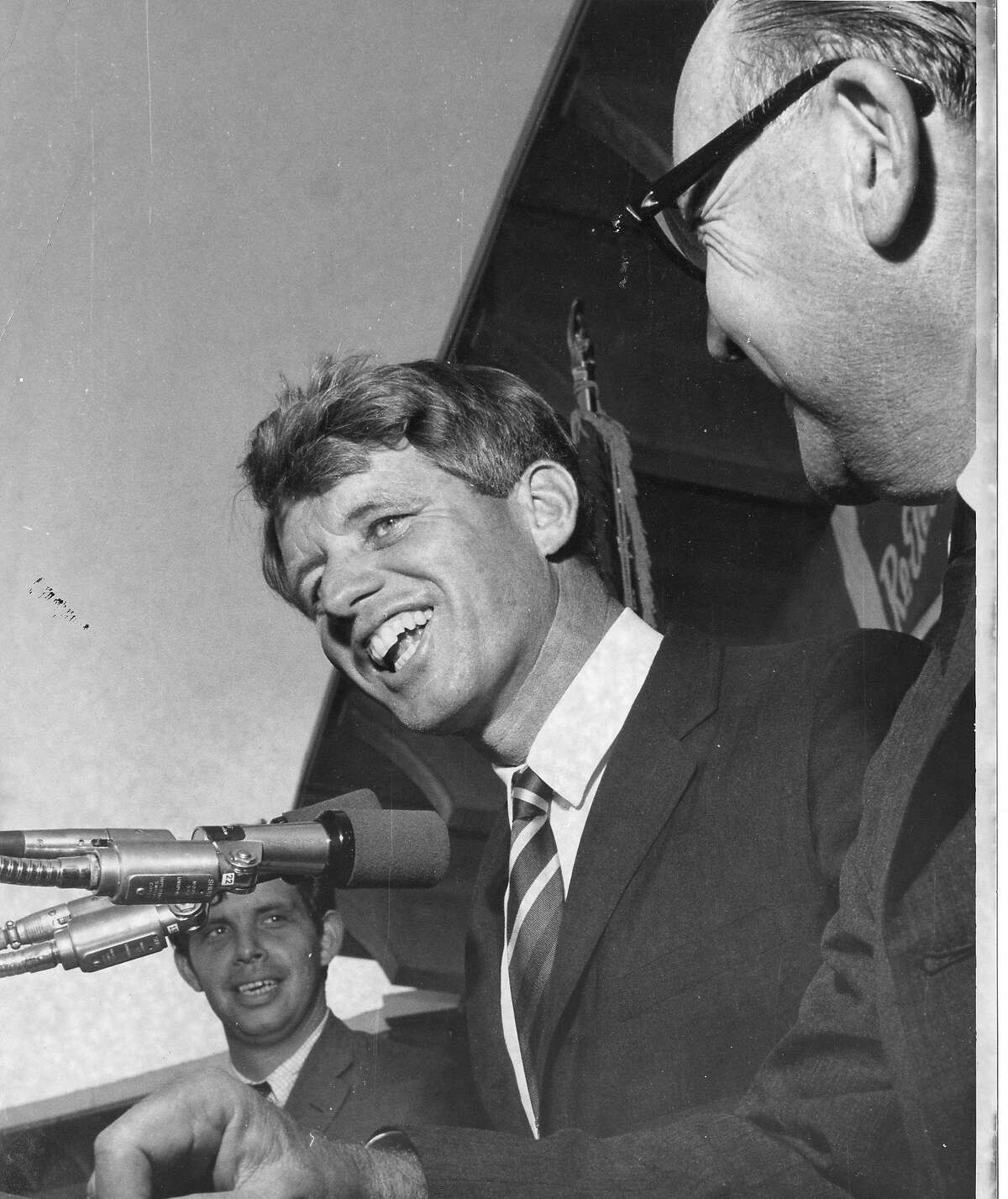 Senator Robert F. Kennedy, and Governor Edmund G. Brown at Chabot College in Haywar, October 23, 1966