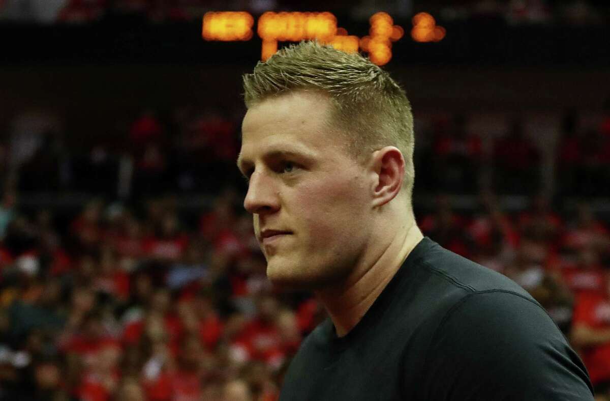 NFL player J. J. Watt of the Houston Texans looks on during Game Five of the Western Conference Finals of the 2018 NBA Playoffs between the Houston Rockets and the Golden State Warriors at Toyota Center on May 24, 2018 in Houston, Texas. See the best places to get pasta in Houston in the following gallery...