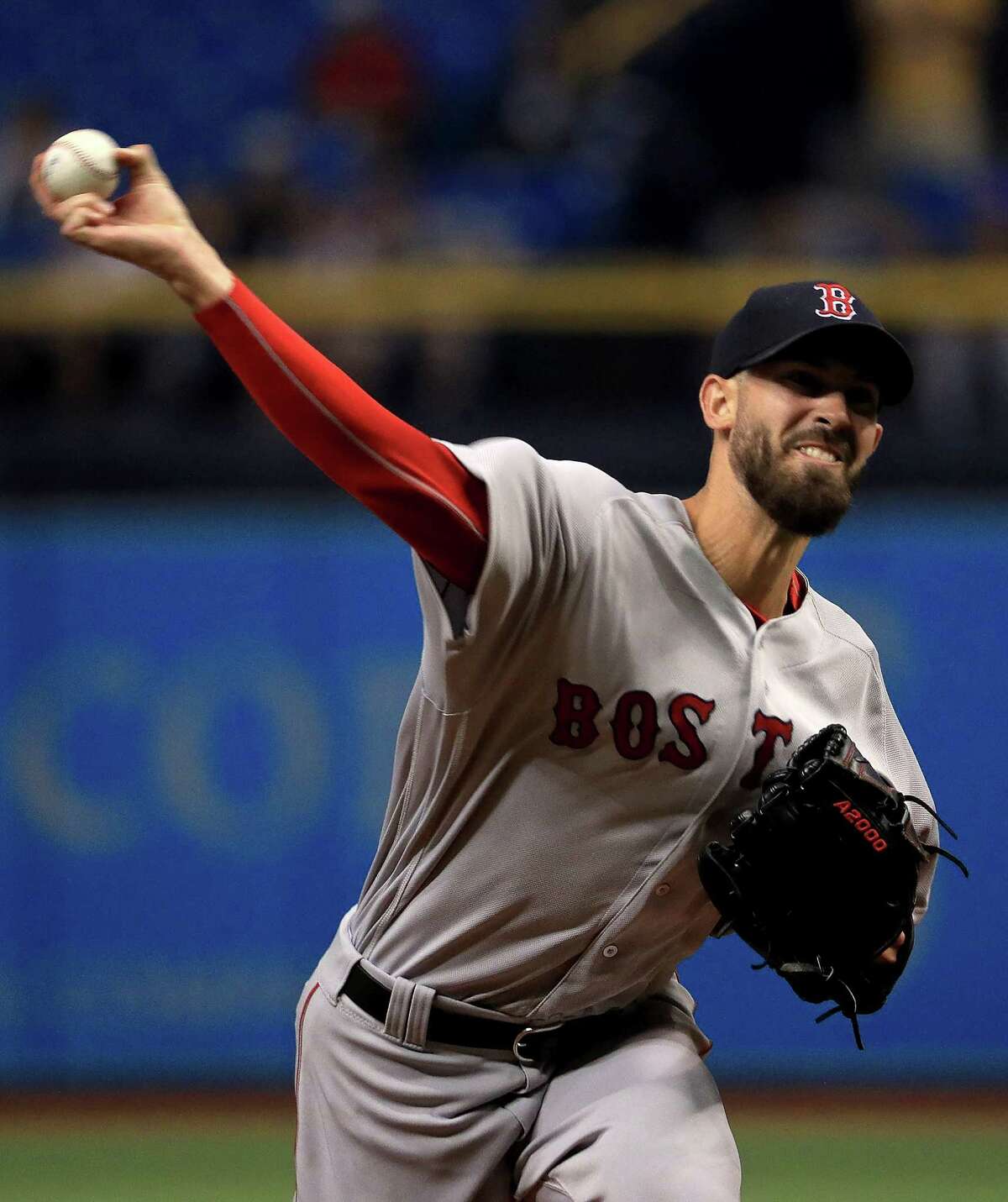 ST PETERSBURG, FL - MAY 24: Rick Porcello #22 of the Boston Red Sox pitches during a game against the Tampa Bay Rays at Tropicana Field on May 24, 2018 in St Petersburg, Florida. (Photo by Mike Ehrmann/Getty Images)