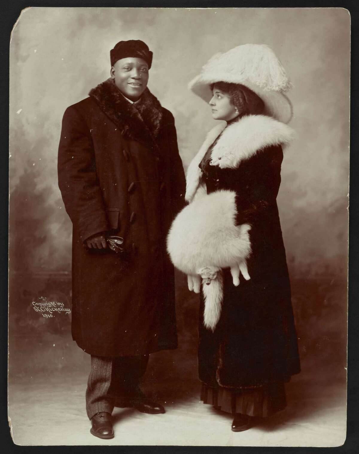Boxing champion Jack Johnson and his first wife, Etta. Interracial relationships were — at best — frowned upon in that era.