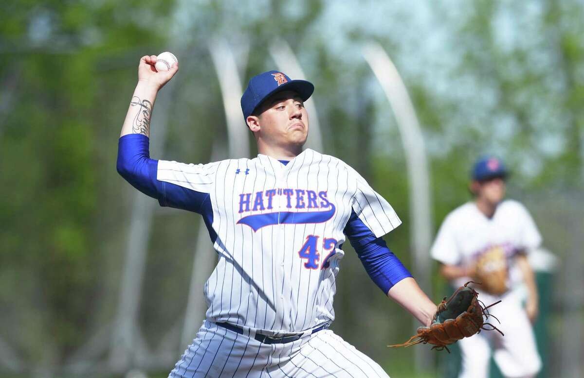 Danbury pitcher Ryan Solimine throws against St. Joseph on May 21.