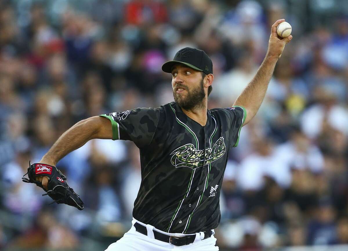 San Francisco Giants pitcher Madison Bumgarner made a rehab start for The Sacramento River Cats on May 26,2018, Bumgarner pitched 3.2 innings striking out 8. He made 47 with 31 strikes. He went 1 for 1 at the plate with a single in the 3rd inning. Photo; Ralph Thompson/ River Cats