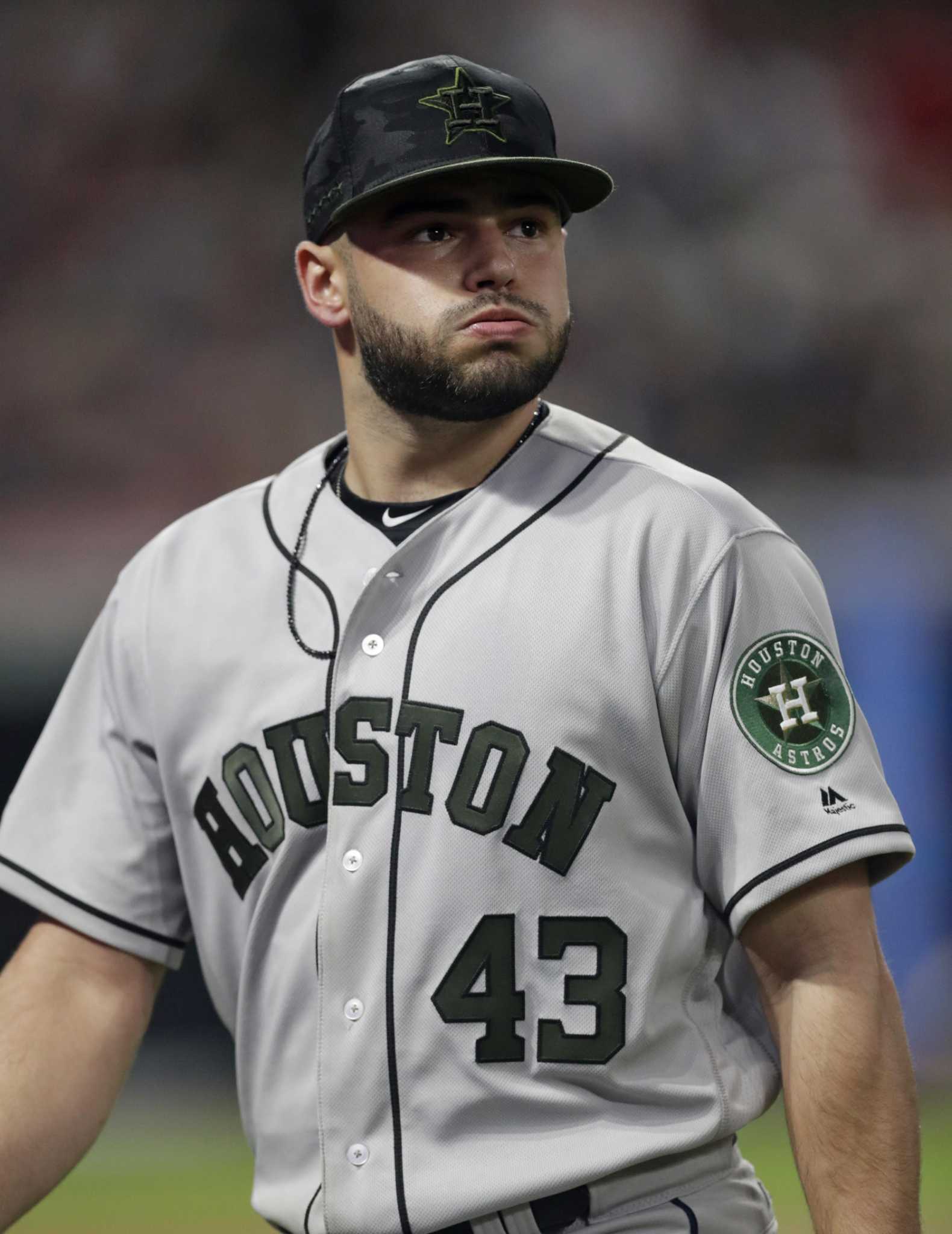 Lance McCullers Jr. #43 of the Houston Astros pitches during the