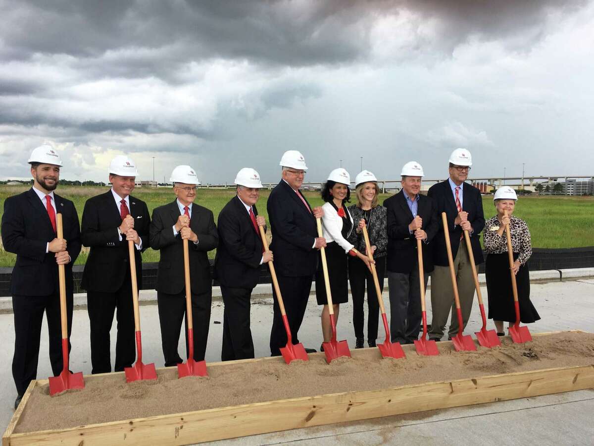 Dark clouds threatened stormy weather, but didn't stop the May 23, 2018, groundbreaking for an 80,000-square-foot academic building for the University of Houston at Katy campus.