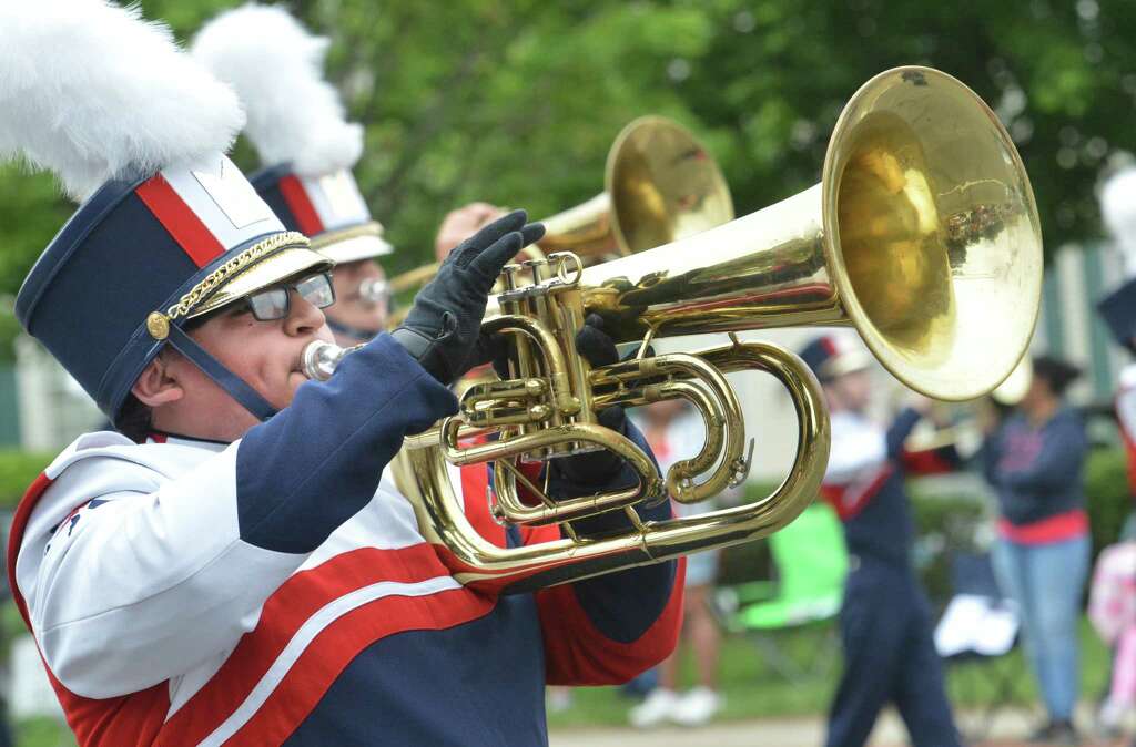 The Brien McMahon Marching Band play during the Norwalk Memorial Day Parade on Monday May 28, 2018 in Norwalk Conn. Photo: Alex Von Kleydorff, Hearst Connecticut Media / Norwalk Hour