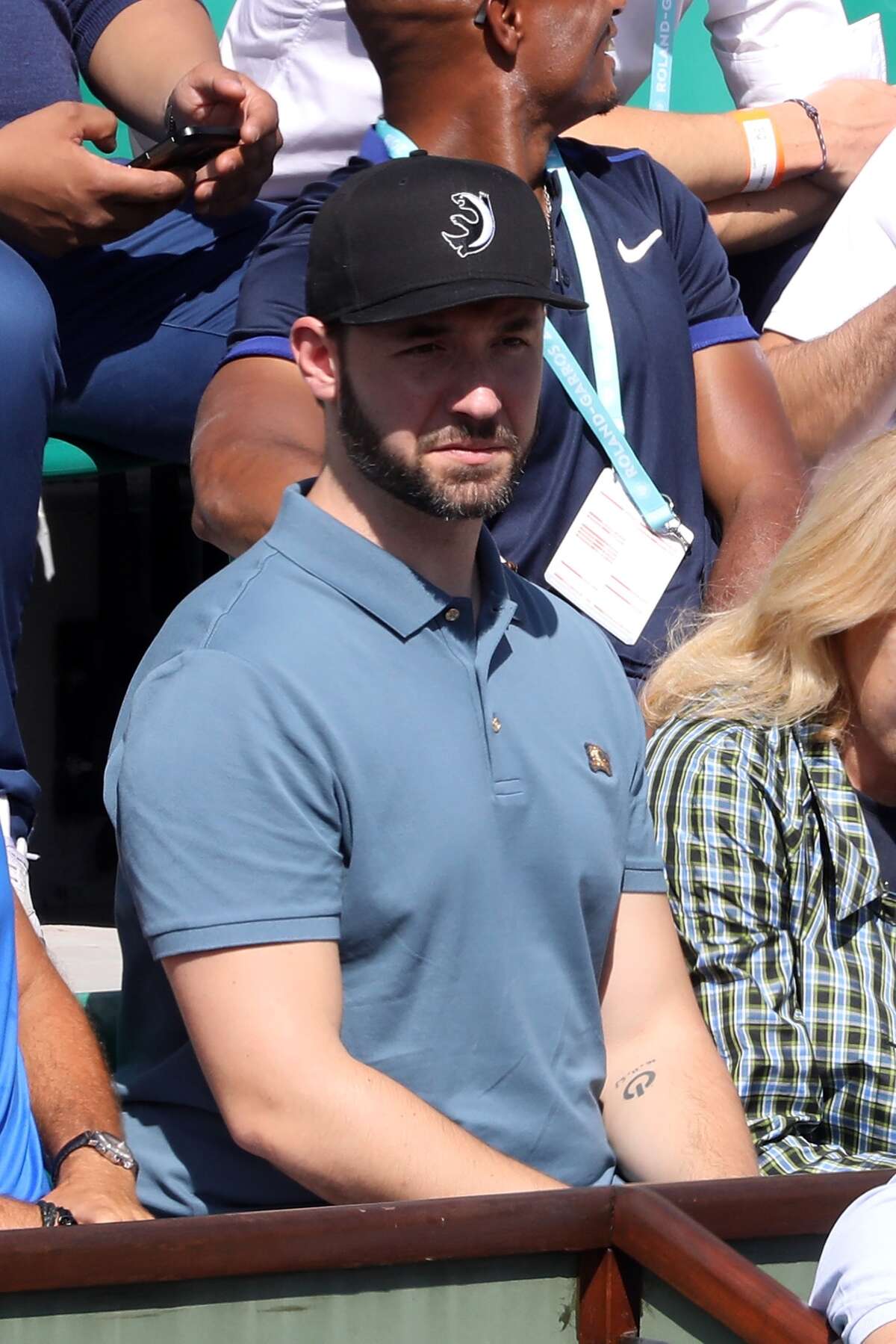 Serena Williams husband Alexis Ohanian, co-founder of Reddit, is seen supporting his wife during the 2018 French Open - Day Three at Roland Garros on May 29, 2018 in Paris, France.
