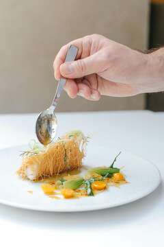 of kataifi-crusted john dory.photo: jordan wise