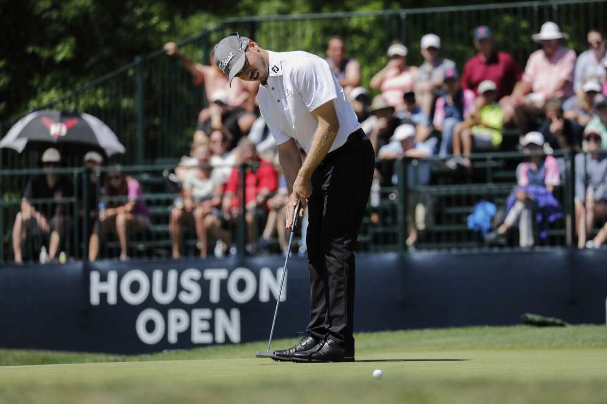 Bronson Burgoon putts on the ninth green during the second round of the Houston Open at the Golf Club of Houston on March 30, 2018.