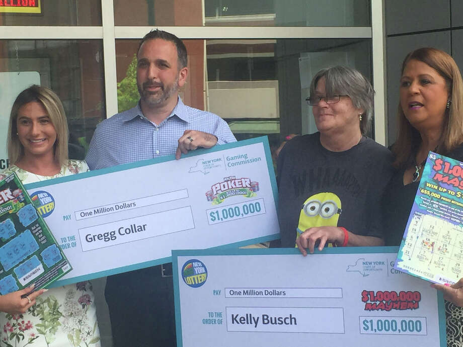 Kelly Busch, 59, of Ballston Spa, and Gregg Collar, 45, of Albany both won $1 million earlier this month playing New York Lottery scratch-off games. Photo: Steve Hughes / Times Union