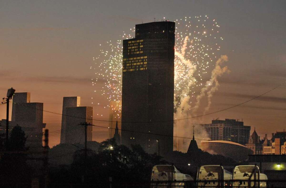 Fireworks in downtown Albany