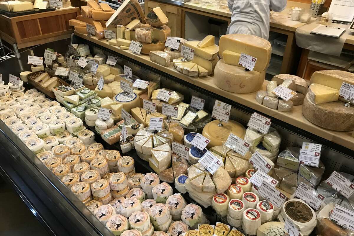 A selection of cheeses for sale at Cowgirl Creamery's Point Reyes location.