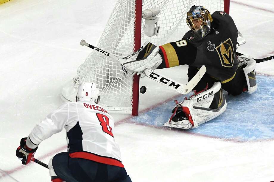 LAS VEGAS, NV - MAY 30:  Alex Ovechkin #8 of the Washington Capitals scores a second-period goal past Marc-Andre Fleury #29 of the Vegas Golden Knights in Game Two of the 2018 NHL Stanley Cup Final at T-Mobile Arena on May 30, 2018 in Las Vegas, Nevada.  (Photo by Ethan Miller/Getty Images) Photo: Ethan Miller / 2018 Getty Images