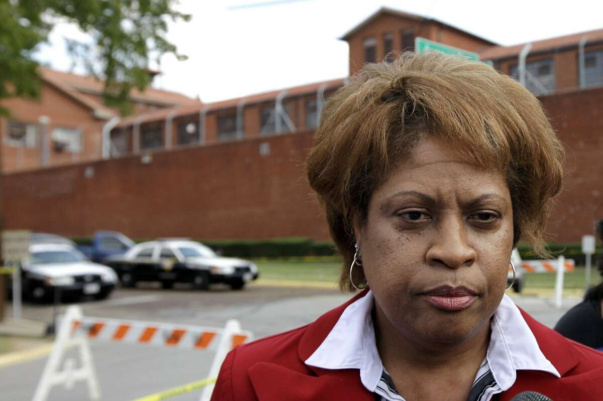 Louvon Harris, sister of James Byrd Jr., talks to reporters outside the Texas Department of Criminal Justice Huntsville Unit before the scheduled execution of Lawrence Russell Brewer Wednesday, Sept. 21, 2011, in Huntsville, Texas. Brewer, 44, one of two purported white supremacists condemned for the dragging death of James Byrd Jr., is set for execution Wednesday. Brewer was convicted for his participation in chaining Byrd to the back of a pickup truck, dragging the black man along a rural East Texas road and dumping what was left of his shredded body outside a black church cemetery in 1998. (AP Photo/David J. Phillip)