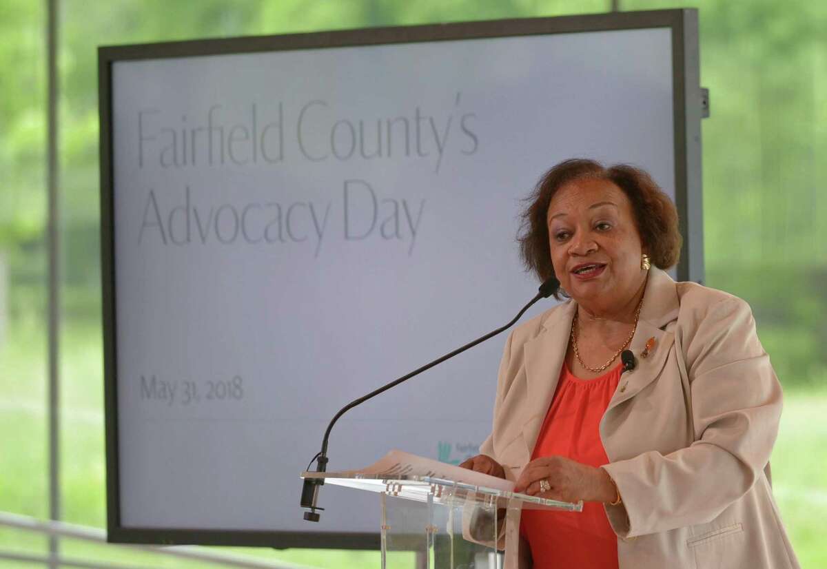 The Fairfield County Community Foundation CEo Juanita James welcomes guests as the Foundation hosts Advocacy Day Thursday, May 31, 2018, at Grace Farms in New Canaan, Conn. Roughly 120 area nonprofits gathered to discuss what it takes to operate as a nonprofit in today?’s competitive climate.