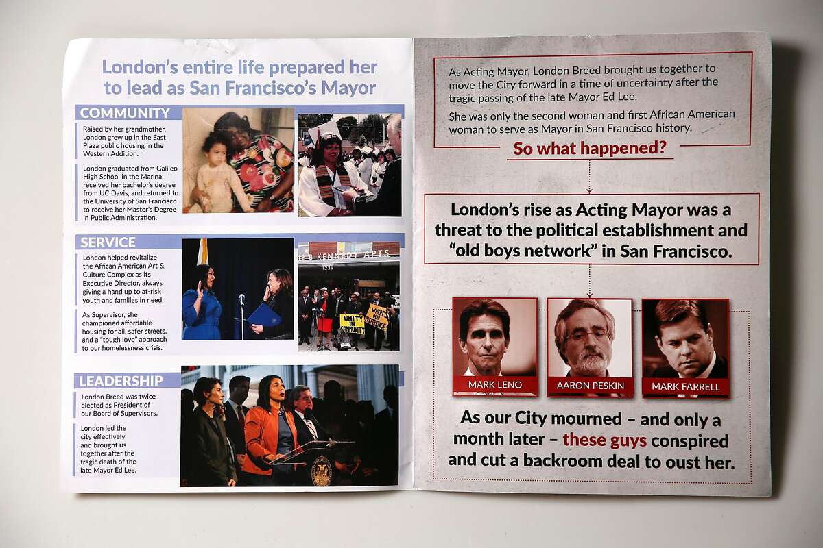 Mailer paid for by the It�s Our Time, SF Women Supporting London Breed for Mayor, 2018, Wednesday, May 30, 2018, in San Francisco, Calif.